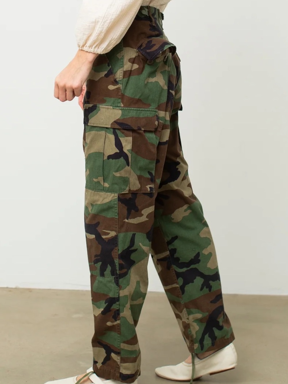 Vintage Camo Cargo Pants - Green Woodland - Small